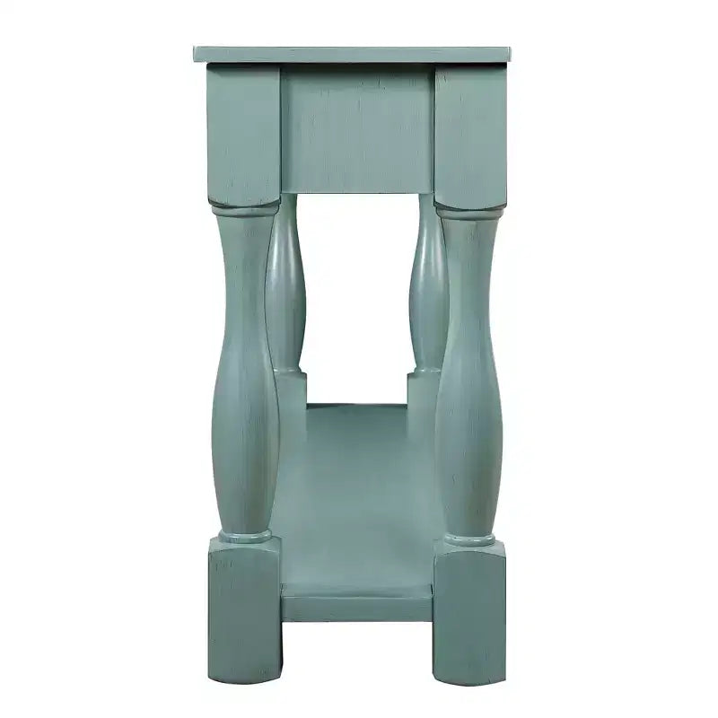 Table console de 160 cm de style Mid-Century avec 3 tiroirs et étagère ouverte, cadre en pin massif, plateau en MDF, 100 kg