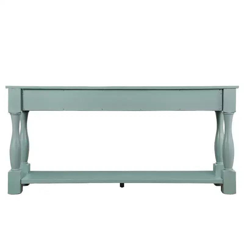 Table console de 160 cm de style Mid-Century avec 3 tiroirs et étagère ouverte, cadre en pin massif, plateau en MDF, 100 kg