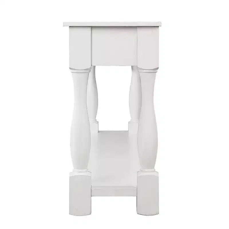 Table console de 160 cm de style Mid-Century avec 3 tiroirs et étagère ouverte, cadre en pin massif, plateau en MDF, 100 kg