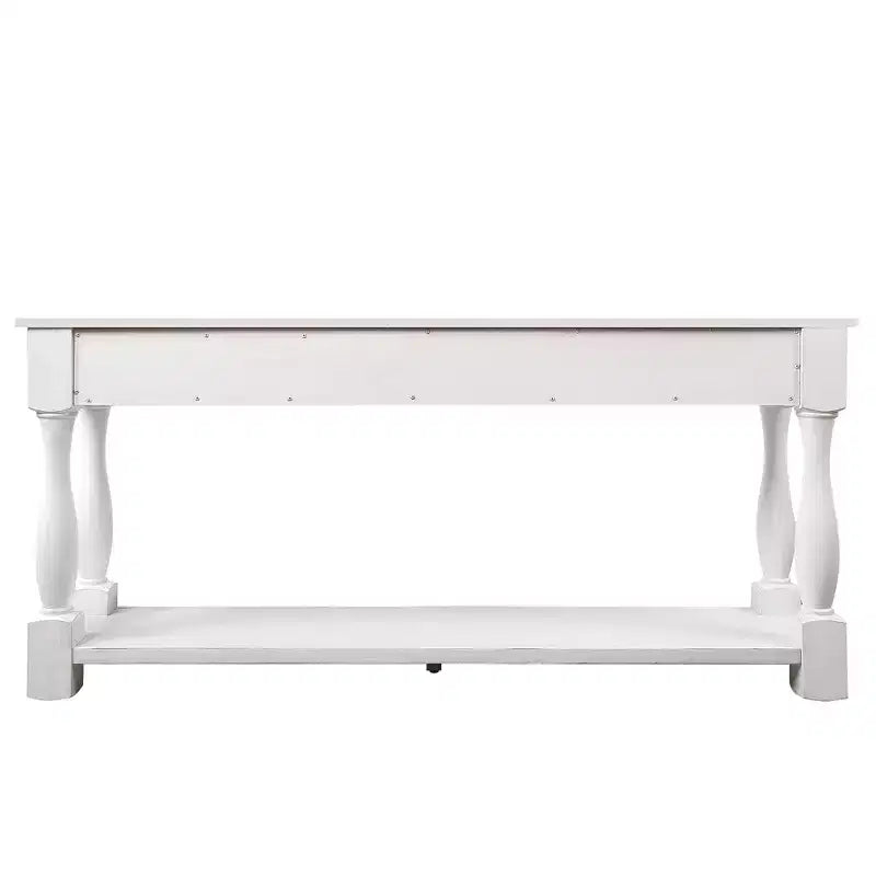 Table console de 160 cm de style Mid-Century avec 3 tiroirs et étagère ouverte, cadre en pin massif, plateau en MDF, 100 kg