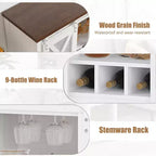 Meuble bar à vin avec porte coulissante de style grange, buffet de cuisine rustique avec porte-bouteilles et porte-verres, meuble de rangement pour spiritueux pour salle à manger, blanc