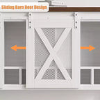 Meuble bar à vin avec porte coulissante de style grange, buffet de cuisine rustique avec porte-bouteilles et porte-verres, meuble de rangement pour spiritueux pour salle à manger, blanc
