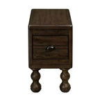 Table d'appoint rustique en pin massif avec tiroir de rangement, plateau en placage de chêne, finition expresso, 80 kg
