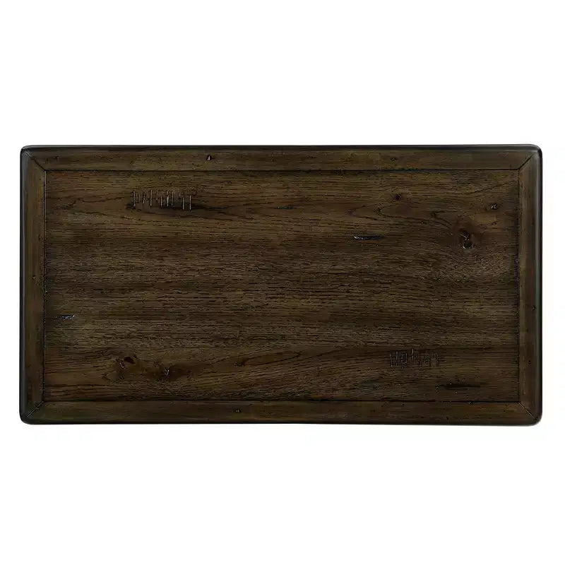 Table d'appoint rustique en pin massif avec tiroir de rangement, plateau en placage de chêne, finition expresso, 80 kg