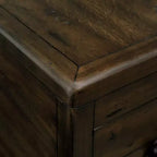 Table d'appoint rustique en pin massif avec tiroir de rangement, plateau en placage de chêne, finition expresso, 80 kg