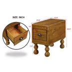 Table d'appoint rustique en pin massif avec tiroir de rangement, plateau en placage de chêne, finition expresso, 80 kg