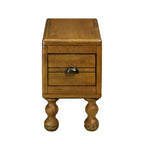 Table d'appoint rustique en pin massif avec tiroir de rangement, plateau en placage de chêne, finition expresso, 80 kg