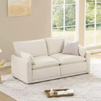 Canapé sectionnel modulaire surdimensionné 2 places, coussin confort cloud 7 couches, tissu OEKO-TEX, crème