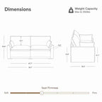Canapé sectionnel modulaire surdimensionné 2 places, coussin confort cloud 7 couches, tissu OEKO-TEX, crème