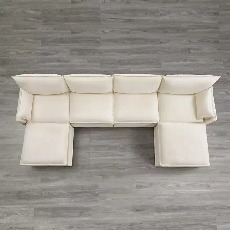 Canapé sectionnel modulaire surdimensionné 2 places, coussin confort cloud 7 couches, tissu OEKO-TEX, crème