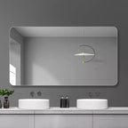 Whisen Rimless Bathroom Vanity Wall-Mounted Mirror with Round Corners and Explosion-Proof Glass, Horizontal or Vertical Wall Mount