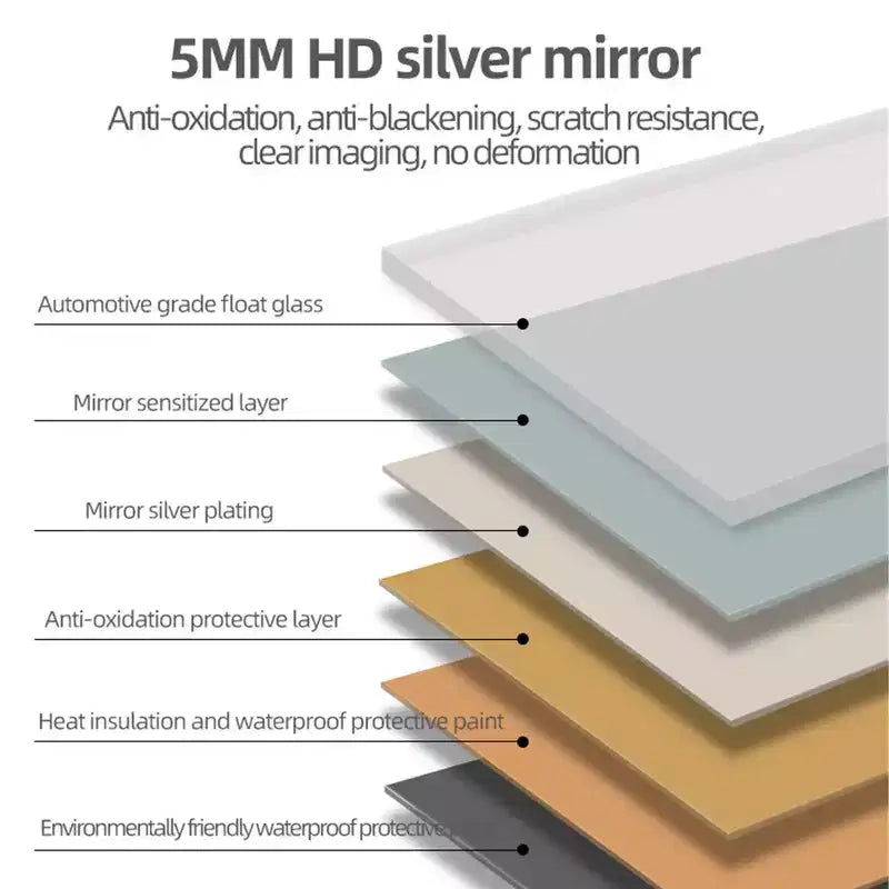 Miroir mural de salle de bain sans cadre 40"x30", verre anti-déflagrant 5mm, coins arrondis, montage double orientation