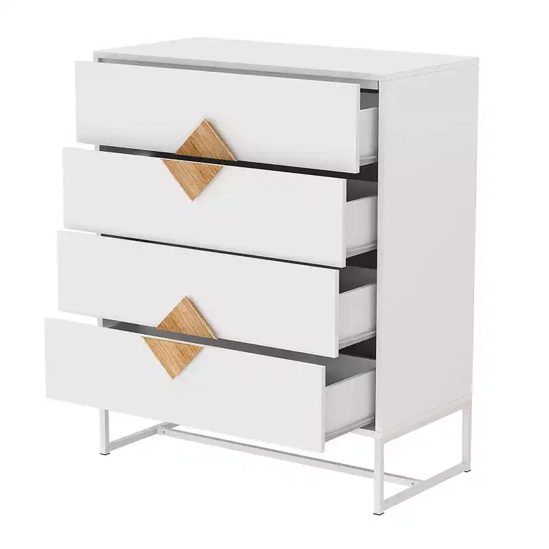 Buffet de 160 cm de large avec 4 portes et 4 étagères intérieures, poignées carrées, en MDF, pour salon, cuisine et entrée