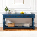 Hostack 63'' Long Wood Console Table with 3 Drawers and 1 Bottom Shelf for Entryway and Hallway, Navy Blue