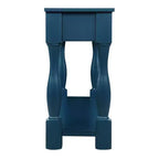 Console de 160 cm de style Mid-Century avec 3 tiroirs et étagère inférieure, structure en pin massif, bleu marine, 100 kg