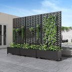 Jardinière avec treillis en fer noir Brique style 01 119x119x41cm Ensemble de 3 pièces