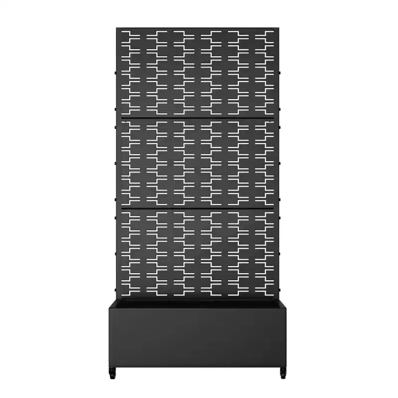 Jardinière avec treillis en fer noir Brique style 01 119x119x41cm Ensemble de 3 pièces