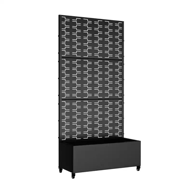 Jardinière avec treillis en fer noir Brique style 01 119x119x41cm Ensemble de 3 pièces