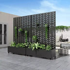 Jardinière avec treillis en fer noir Brique style 01 119x119x41cm Ensemble de 3 pièces