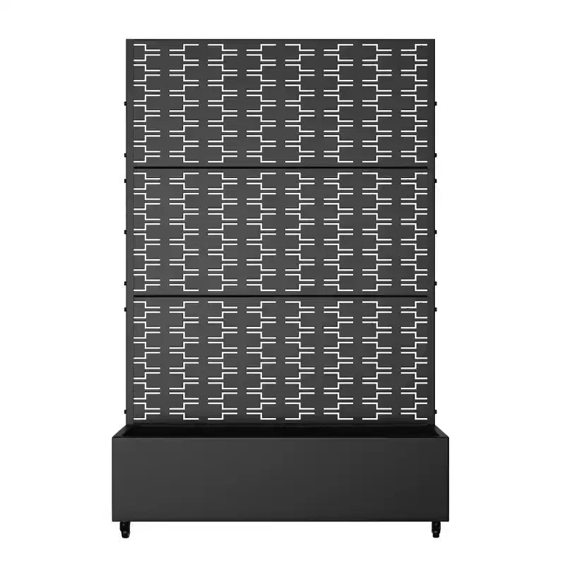 Jardinière avec treillis en fer noir Brique style 01 119x119x41cm Ensemble de 3 pièces
