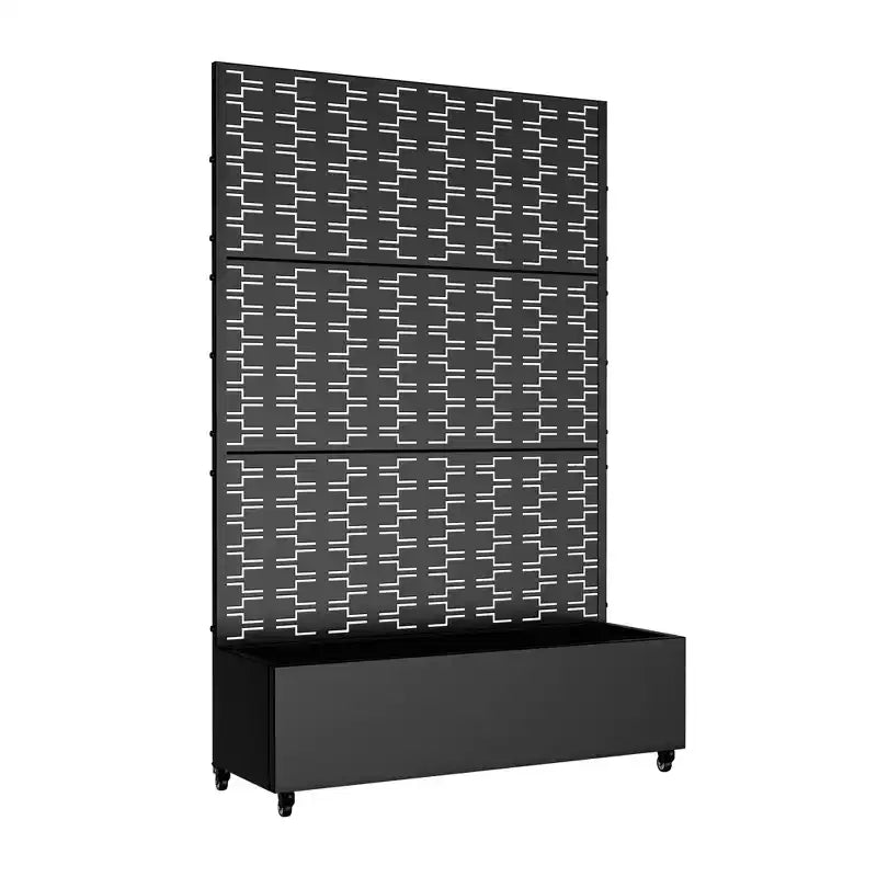 Jardinière avec treillis en fer noir Brique style 01 119x119x41cm Ensemble de 3 pièces