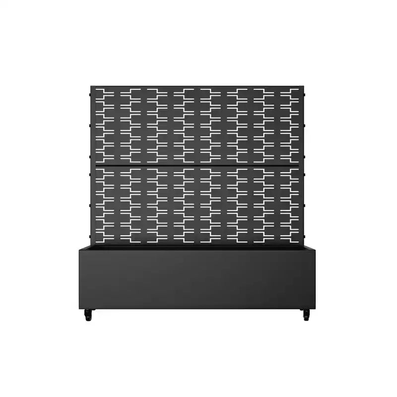 Jardinière avec treillis en fer noir Brique style 01 119x119x41cm Ensemble de 3 pièces