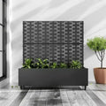 MAYEERTY Planter Box with Trellis Iron Black Brick 01 Style 47x47x16in 3-Piece Set