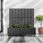MAYEERTY Planter Box with Trellis Iron Black Brick 01 Style 47x47x16in 3-Piece Set