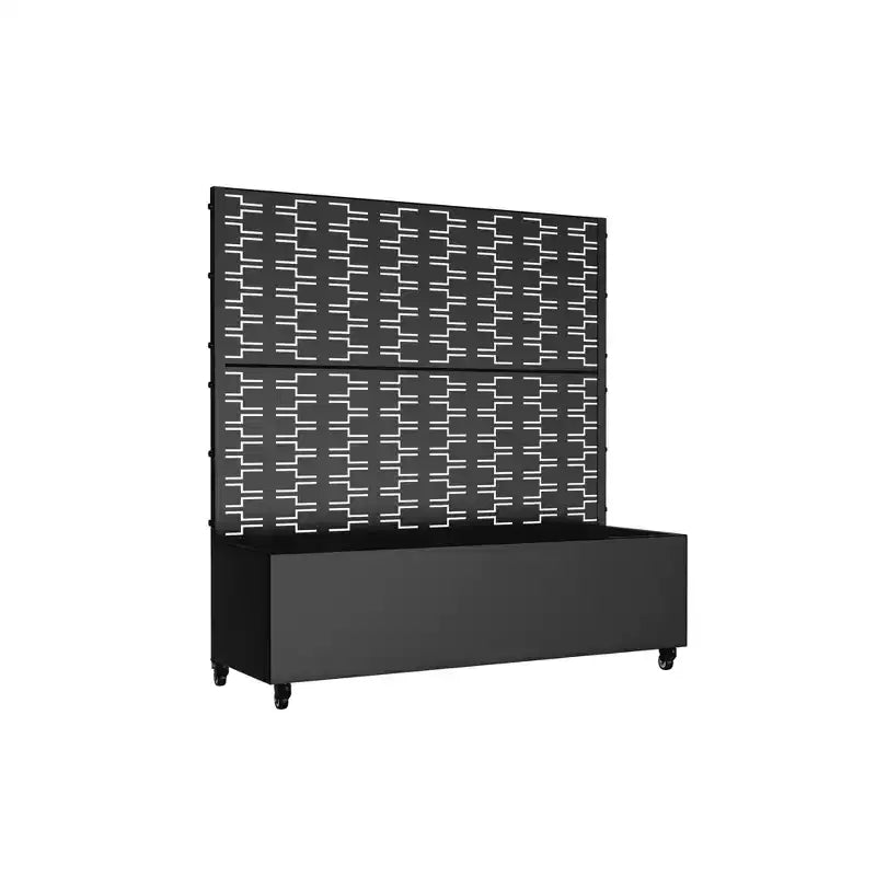 Jardinière avec treillis en fer noir Brique style 01 119x119x41cm Ensemble de 3 pièces