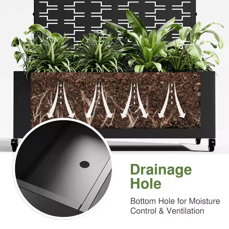 Jardinière avec treillis en fer noir Brique style 01 119x119x41cm Ensemble de 3 pièces