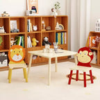 Ensemble table et 2 chaises pour enfants, ensemble table et chaise 3 pièces pour tout-petits, ensemble table de jeu d'activités en bois (Lion et Singe)