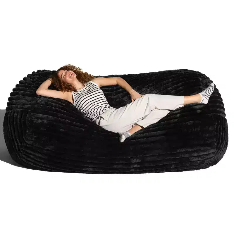 Canapé poire surdimensionné de 2,1 m, housse en fausse fourrure ultra-douce, mousse CertiPUR-US, lavable en machine, pour 2 personnes