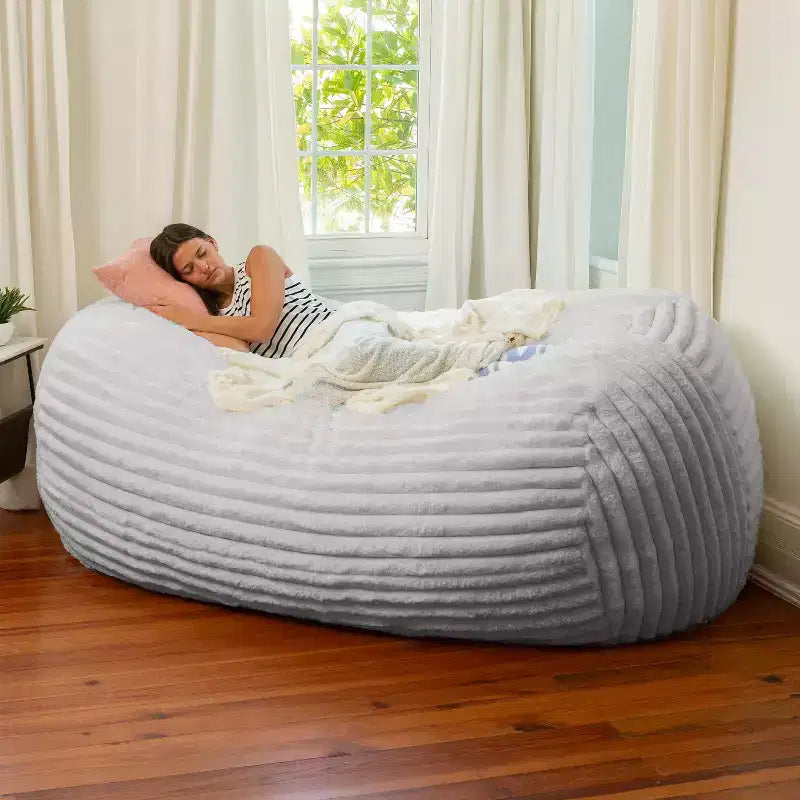 Canapé poire surdimensionné de 2,1 m, housse en fausse fourrure ultra-douce, mousse CertiPUR-US, lavable en machine, pour 2 personnes