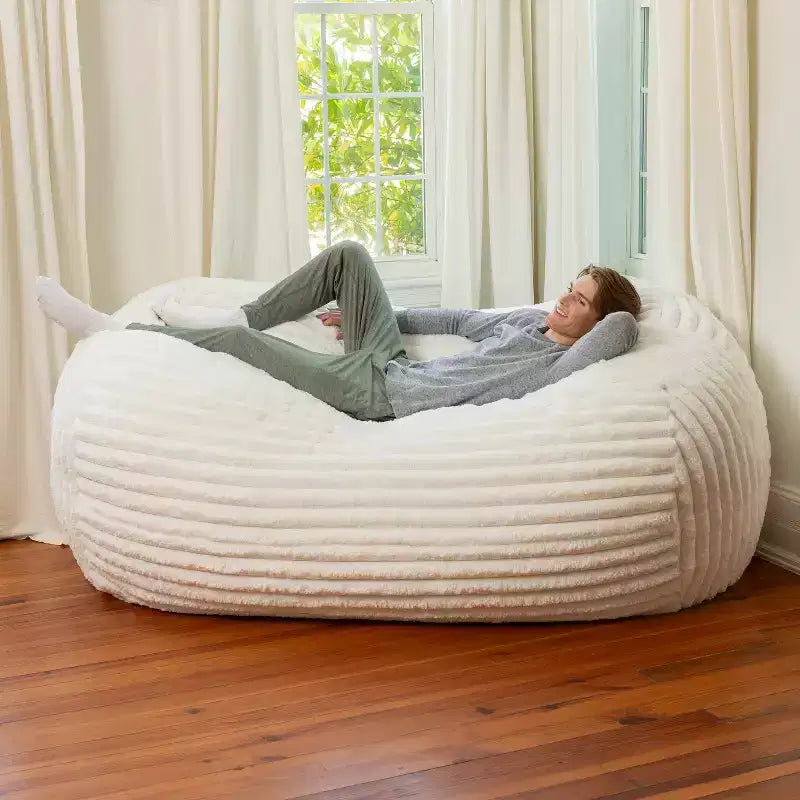 Canapé poire surdimensionné de 2,1 m, housse en fausse fourrure ultra-douce, mousse CertiPUR-US, lavable en machine, pour 2 personnes