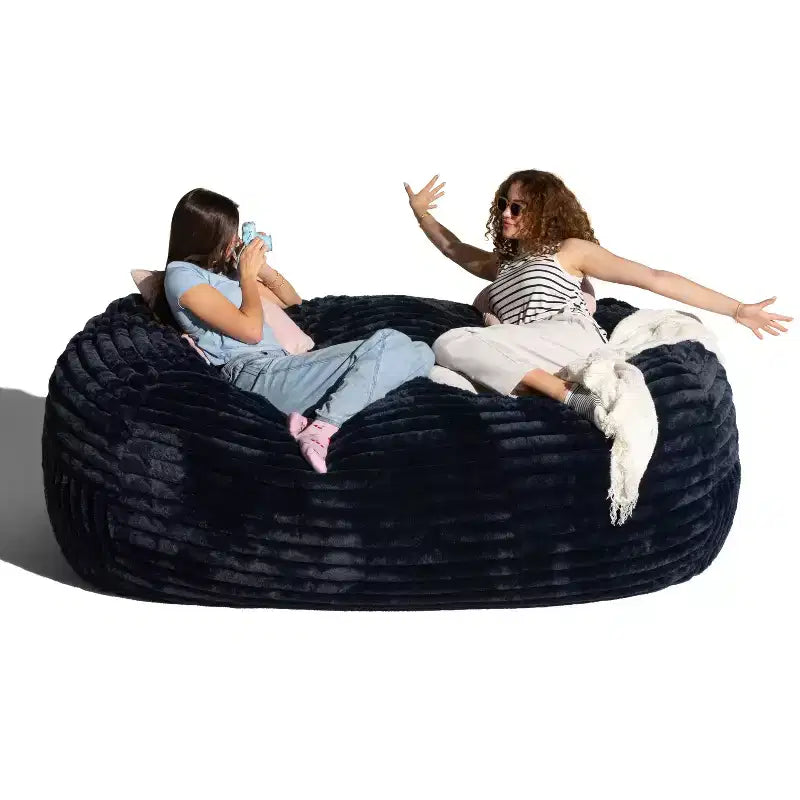 Canapé poire surdimensionné de 2,1 m, housse en fausse fourrure ultra-douce, mousse CertiPUR-US, lavable en machine, pour 2 personnes