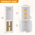 Meuble d'angle de ferme 162 cm de haut avec 6 étagères et 2 portes coulissantes, meuble de salle de bain avec étagère réglable, pour salon, cuisine, salle de bain