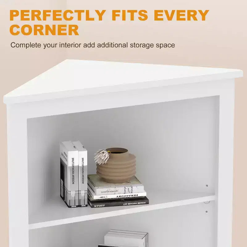 Meuble d'angle de ferme 162 cm de haut avec 6 étagères et 2 portes coulissantes, meuble de salle de bain avec étagère réglable, pour salon, cuisine, salle de bain