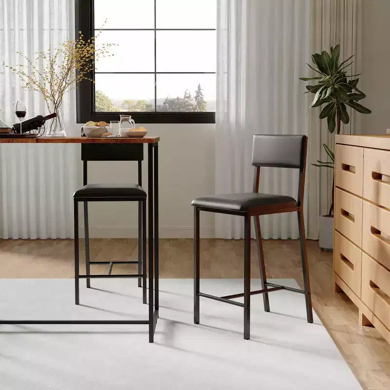 Ensemble de 2 tabourets de bar à hauteur de comptoir avec dossier rembourré et ergonomique pour la cuisine, la salle à manger et les appartements