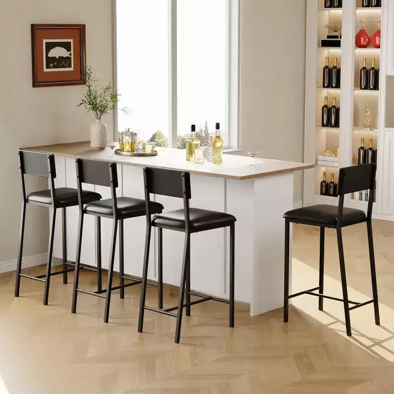 Ensemble de 2 tabourets de bar à hauteur de comptoir avec dossier rembourré et ergonomique pour la cuisine, la salle à manger et les appartements