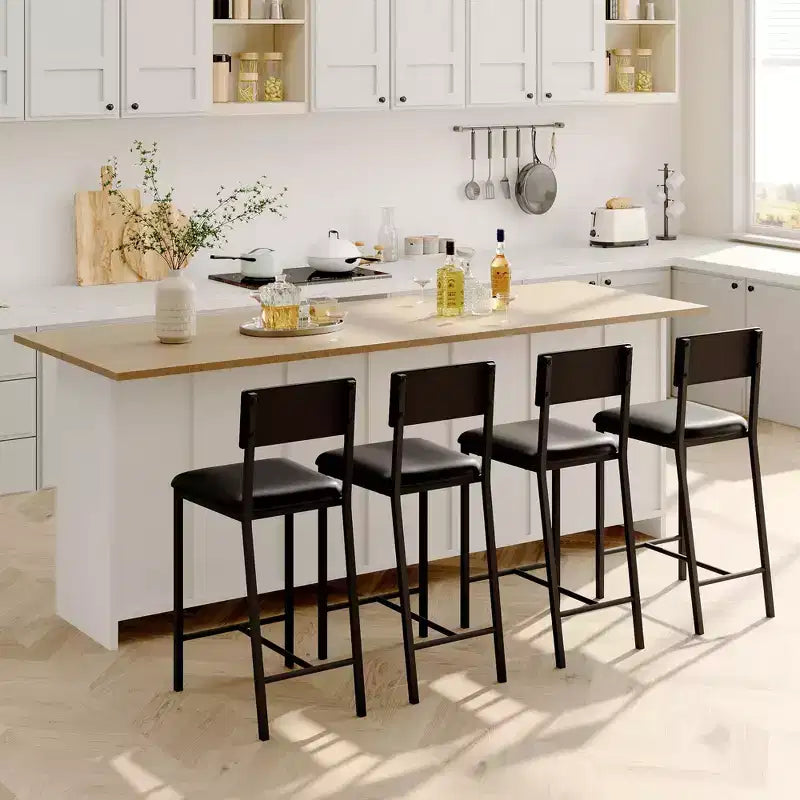 Ensemble de 2 tabourets de bar à hauteur de comptoir avec dossier rembourré et ergonomique pour la cuisine, la salle à manger et les appartements