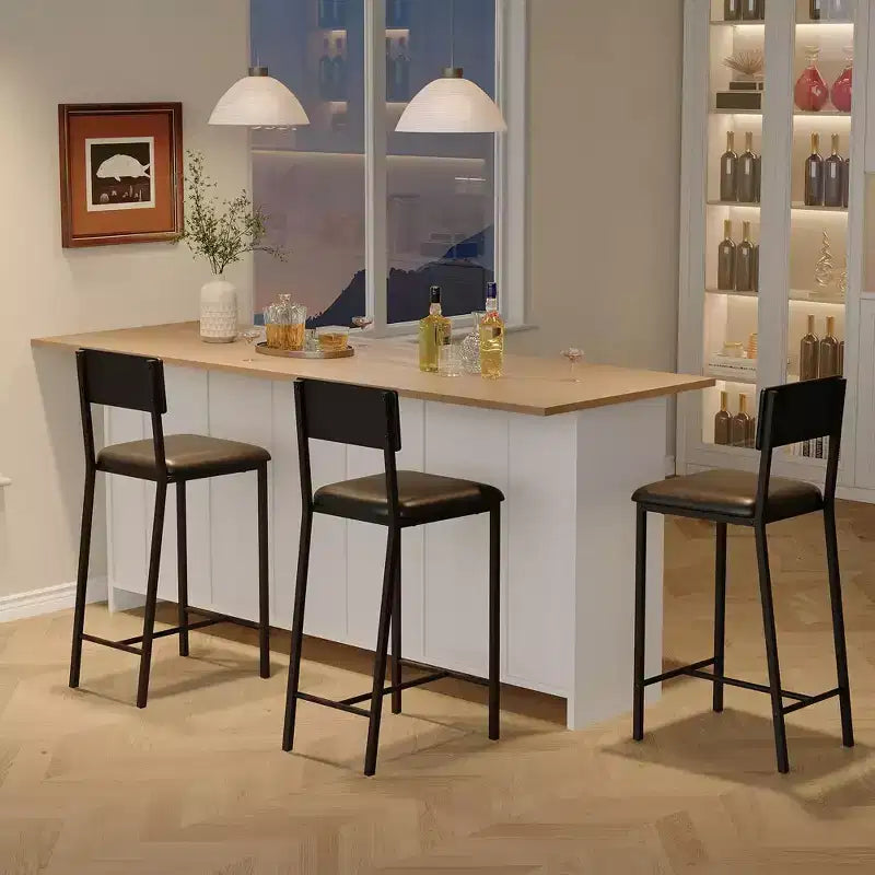 Set for 2/4 Counter Height Bar Chairs with Upholstered and Ergonomic Backrest for Kitchen, Dining Room and Apartments