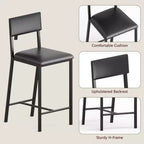 Ensemble de 2 tabourets de bar à hauteur de comptoir avec dossier rembourré et ergonomique pour la cuisine, la salle à manger et les appartements