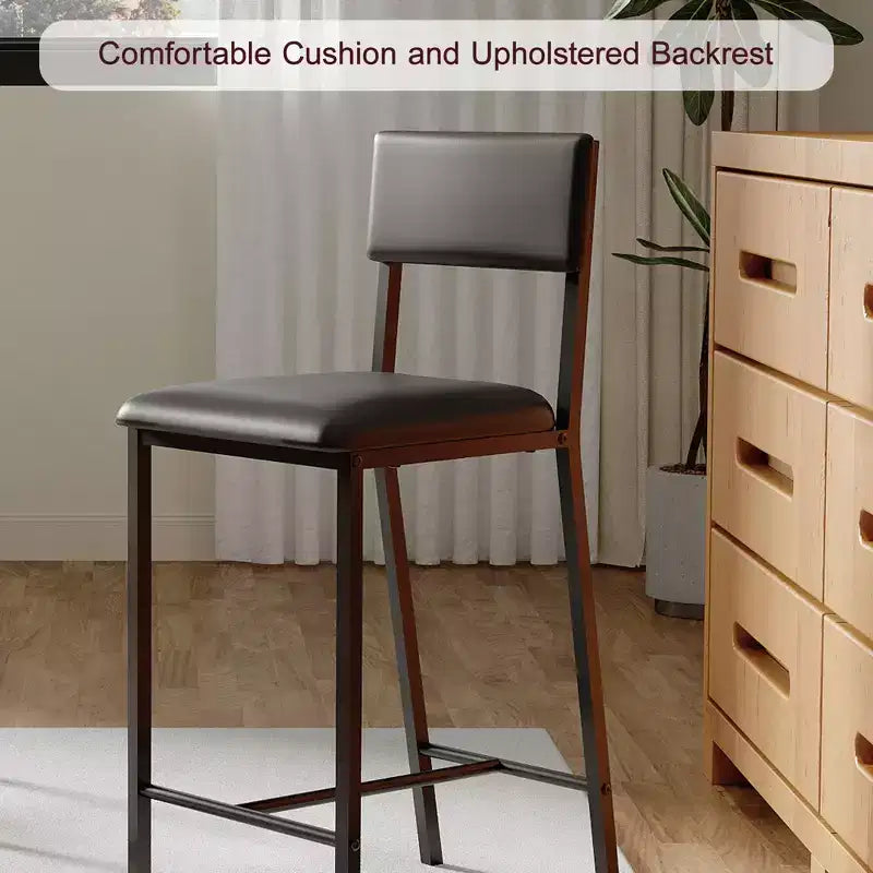 Ensemble de 2 tabourets de bar à hauteur de comptoir avec dossier rembourré et ergonomique pour la cuisine, la salle à manger et les appartements
