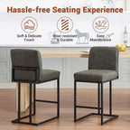 Chaise de bar de 24 po avec dossier, en cuir PU pour îlot de cuisine et repose-pieds en métal noir pour îlot de cuisine