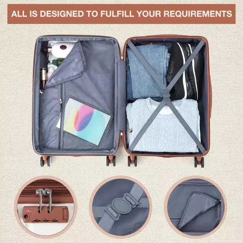 Bagage cabine rigide 24 pouces avec roulettes pivotantes, valise rigide extensible, bagage léger avec serrure TSA