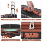 Bagage cabine rigide 24 pouces avec roulettes pivotantes, valise rigide extensible, bagage léger avec serrure TSA