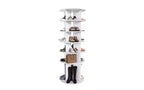 Zevemomo 6-Tier Rotating Shoe Rack Tower, 360 Spinning Shoe Carousel Organizer, for Entryway, Closet, Living Room, Bedroom C Holds 24 Pairs, White