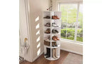 Tour à chaussures rotative à 360° à 6 niveaux, peut contenir 24 paires, autoportante, blanche, 162 cm H x 60 cm L