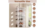 Tour à chaussures rotative à 360° à 6 niveaux, peut contenir 24 paires, autoportante, blanche, 162 cm H x 60 cm L