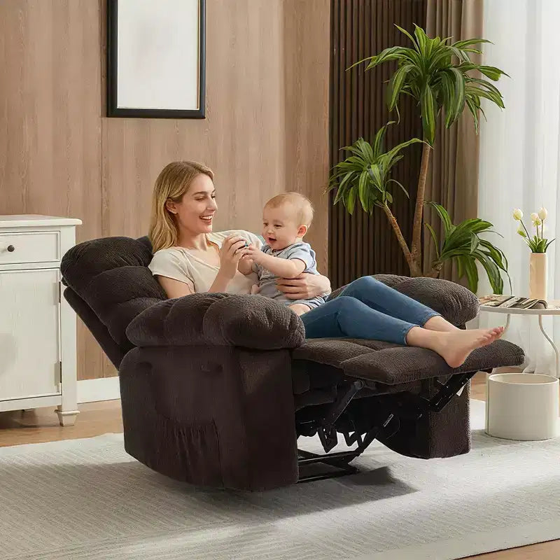 Fauteuil inclinable manuel surdimensionné, fauteuil inclinable ergonomique et respirant avec siège rembourré et 2 poches latérales, canapé individuel pour salon, chambre à coucher